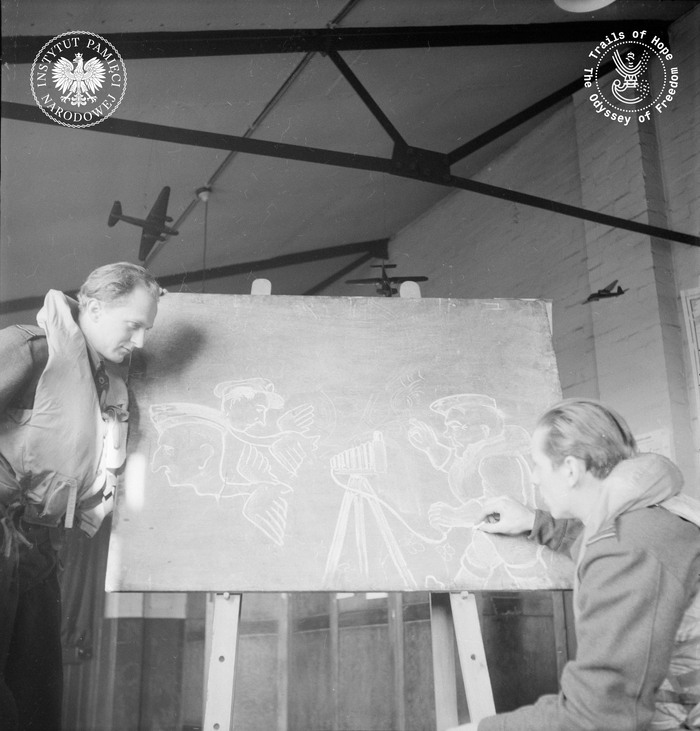 Rysunek Władysława Potockiego Wodzowie w akcji lata 1940-1947 (fot. Imperial War Museum)