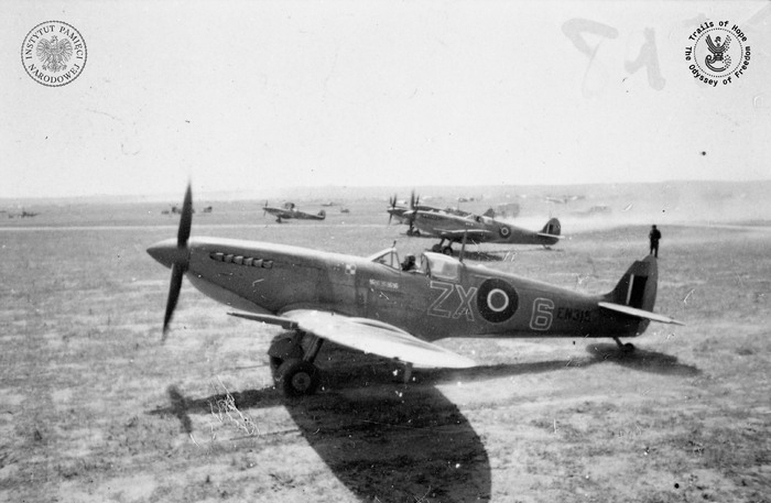 Supermarine Spitfire ZX-6 pilotowany przez Stanisława Skalskiego lotnisko Goubrine Tunezja 1943 rok (For. Imperial War Museum)